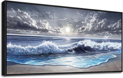 MHARTK66 Beach Large Canavs Wall Art-Wall Art For Living Room-Ocean Landscape Wall Art Framed-Beach Sunset Nature Pictures Paintings-Modern Scenic Wall Decor For Bathroom Dining Room Bedroom Above Bed in Saudi Arabia