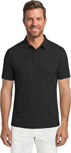 Soojun Men's Polo Shirt with Aero-Soft Cotton-Feel Performance Top, Athletic Fit Unrestricted Movement Executive Polo in Kuwait