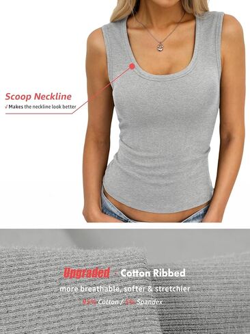 EasyGala Womens Cotton Ribbed Sleeveless Top Workout Scoop Neck Tank Tops Stretchy Fitted Shirts Casual Summer Clothes 2026 in Kuwait