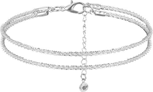 Silver Ankle Bracelet for Women, Size Adjustable Anklets for Women Non-Tarnish Waterproof Sparkly for Daily Wear Beach Party in Kuwait