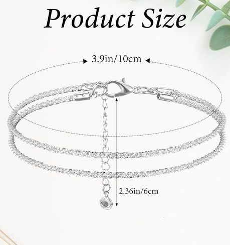 Silver Ankle Bracelet for Women, Size Adjustable Anklets for Women Non-Tarnish Waterproof Sparkly for Daily Wear Beach Party in Kuwait