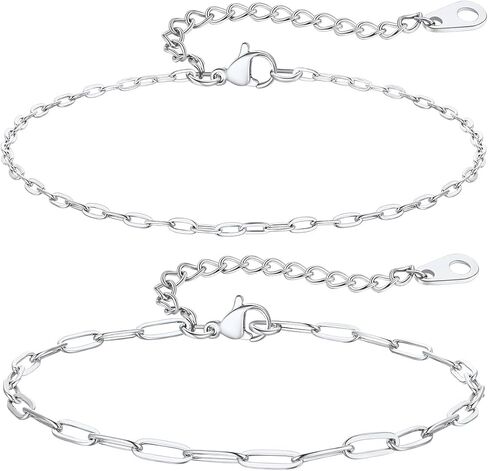 ChainsPro Stainless Steel Waterproof Anklet for Women, Adjustable Non Tarnish Layered Anklets, Trendy Dainty Cuban Link Ankle Bracelet Beach Jewelry Gifts for Swimming & Daily Wear (8.5+2 inches) in Saudi Arabia