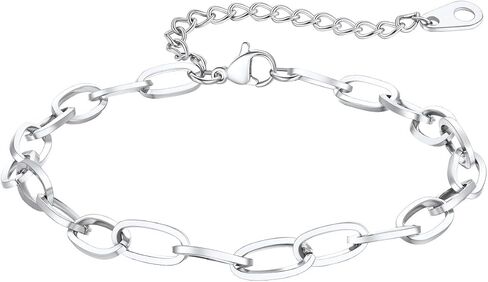 ChainsPro Stainless Steel Waterproof Anklet for Women, Adjustable Non Tarnish Layered Anklets, Trendy Dainty Cuban Link Ankle Bracelet Beach Jewelry Gifts for Swimming & Daily Wear (8.5+2 inches) in Saudi Arabia