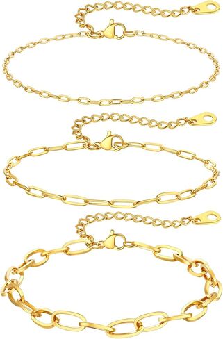 ChainsPro Stainless Steel Waterproof Anklet for Women, Adjustable Non Tarnish Layered Anklets, Trendy Dainty Cuban Link Ankle Bracelet Beach Jewelry Gifts for Swimming & Daily Wear (8.5+2 inches) in Saudi Arabia