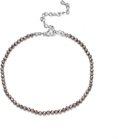 Pyrite Ankle Bracelet for Women,Natural Stone Beaded Adjustable Foot Anklet,Fashion Jewelry Gift in Saudi Arabia