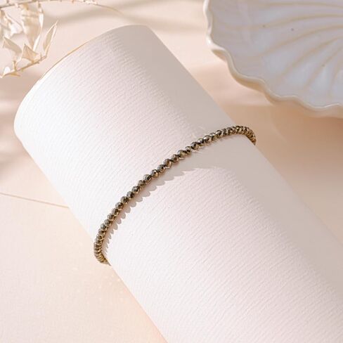 Pyrite Ankle Bracelet for Women,Natural Stone Beaded Adjustable Foot Anklet,Fashion Jewelry Gift in Saudi Arabia