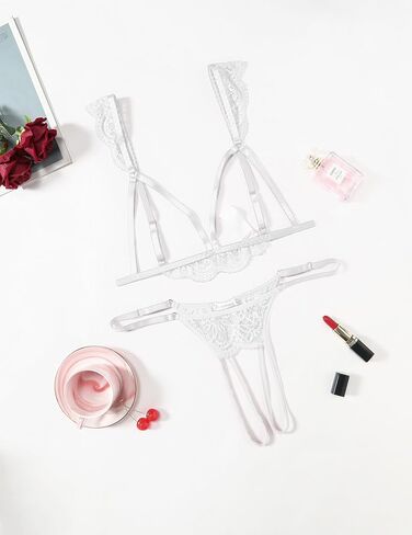 Avidlove Lingerie for Women Sexy Bra and Panty Sets Floral Lace Cutout Lingerie Set 2 Piece Outfits in Kuwait