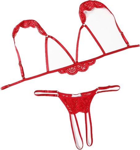 Avidlove Lingerie for Women Sexy Bra and Panty Sets Floral Lace Cutout Lingerie Set 2 Piece Outfits in Kuwait