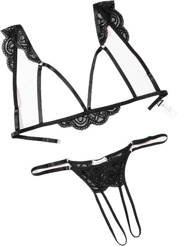 Avidlove Lingerie for Women Sexy Bra and Panty Sets Floral Lace Cutout Lingerie Set 2 Piece Outfits in Kuwait
