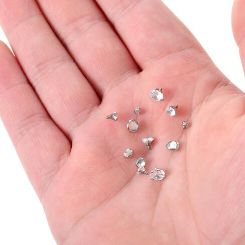 12Pcs Dermal Piercing Jewelry 16G Stainless Steel Dermal Tops Cubic Zircon Micro Dermals Anchor Tops Piercing Jewelry for Women Men Silver Color in Saudi Arabia