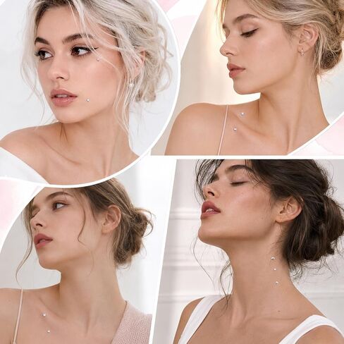12Pcs Dermal Piercing Jewelry 16G Stainless Steel Dermal Tops Cubic Zircon Micro Dermals Anchor Tops Piercing Jewelry for Women Men Silver Color in Saudi Arabia