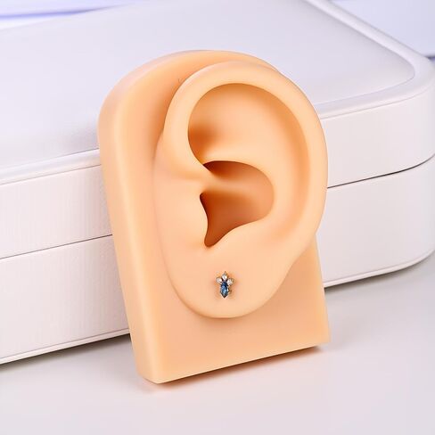 PunkTracker 16G Titanium Internally Threaded Flat Back Lip Labret Cartilage Earrings Studs with Insertion Taper Tool, Extended Thread Stud Piercing Jewelry for Women and Men, Silver & Gold in Kuwait