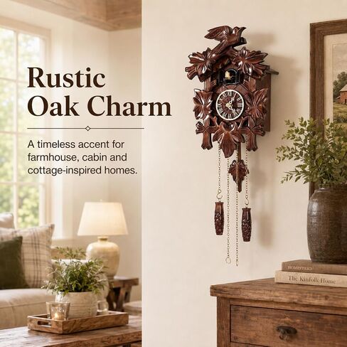 Cuckoo Clock, Black Forest Style Wooden Pendulum Quartz Wall Clock, Volume Control, Night Silent, Gift Package, Professional Service in Saudi Arabia