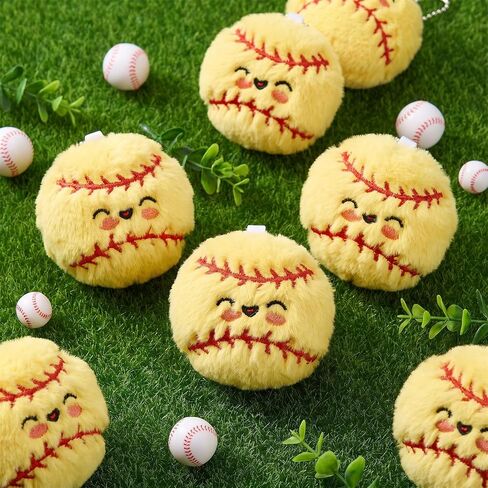 20 Pcs Softball Plush Keychain Smile Face Softball Keychain Plush Ball Prizes for Backpack Funny Sports Players Team Party Favors Gifts for Adults Group in Saudi Arabia