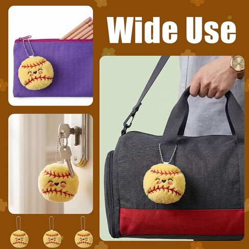20 Pcs Softball Plush Keychain Smile Face Softball Keychain Plush Ball Prizes for Backpack Funny Sports Players Team Party Favors Gifts for Adults Group in Saudi Arabia