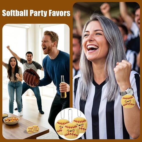 20 Pcs Softball Plush Keychain Smile Face Softball Keychain Plush Ball Prizes for Backpack Funny Sports Players Team Party Favors Gifts for Adults Group in Saudi Arabia