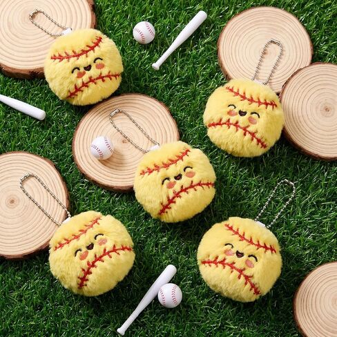 20 Pcs Softball Plush Keychain Smile Face Softball Keychain Plush Ball Prizes for Backpack Funny Sports Players Team Party Favors Gifts for Adults Group in Saudi Arabia