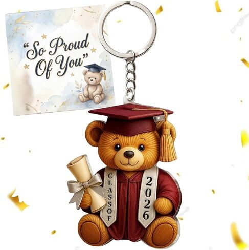Graduation Bear Keychain 2026 Graduation Gifts Class Of 2026 Graduation Keychain for University College Middle High School Graduate 2026 Cute Grad Bear Gift, Graduation Gifts in Saudi Arabia