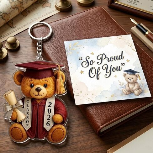 Graduation Bear Keychain 2026 Graduation Gifts Class Of 2026 Graduation Keychain for University College Middle High School Graduate 2026 Cute Grad Bear Gift, Graduation Gifts in Saudi Arabia