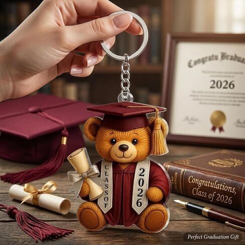 Graduation Bear Keychain 2026 Graduation Gifts Class Of 2026 Graduation Keychain for University College Middle High School Graduate 2026 Cute Grad Bear Gift, Graduation Gifts in Saudi Arabia