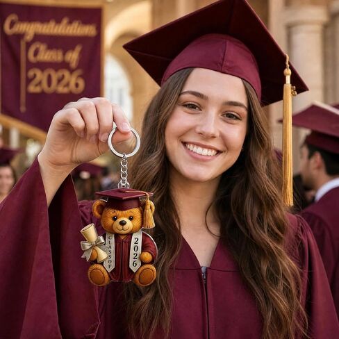 Graduation Bear Keychain 2026 Graduation Gifts Class Of 2026 Graduation Keychain for University College Middle High School Graduate 2026 Cute Grad Bear Gift, Graduation Gifts in Saudi Arabia