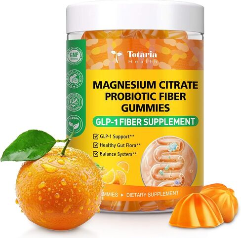 15-in-1 Magnesium Citrate Fiber Gummies with Probiotic Prebiotic for Digestion, Fiber Supplement with Magnesium Citrate 300mg, Apple Cider Vinegar 500mg, Acacia, B6, B12, 60 Orange Vegan Gummies in Kuwait