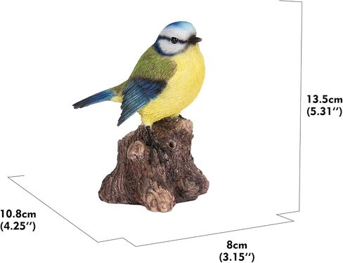 HI-LINE Gift Ltd. Motion Activated Singing Bird TIT ON Stump, Blue; Green in Saudi Arabia
