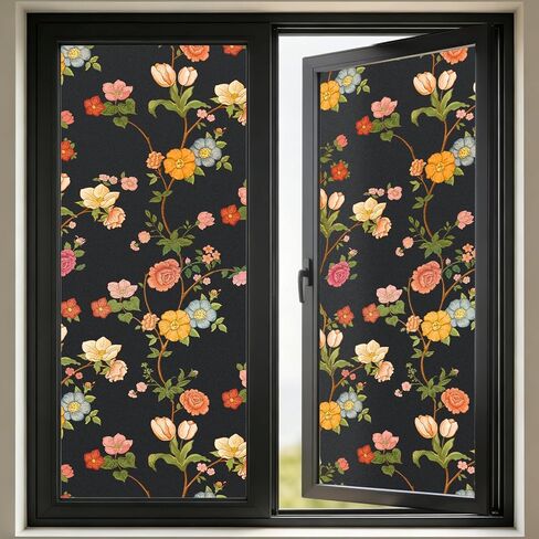 Kromapolis Blackout Window Film, Removable Privacy Window Tint, 100% Light Blcoking Static Cling, Room Darkening Heat Control Black Cover for Daytime Sleep, Bedroom, Babyroom, 17.5 x 78.7 Inches in Saudi Arabia