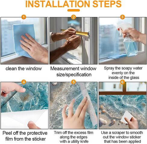 Window Privacy Film 17.3 x 39.3 Inch Seashell Beach Window Film Static Cling Decorative Window Covering for Bathroom Kitchen Decor in Kuwait