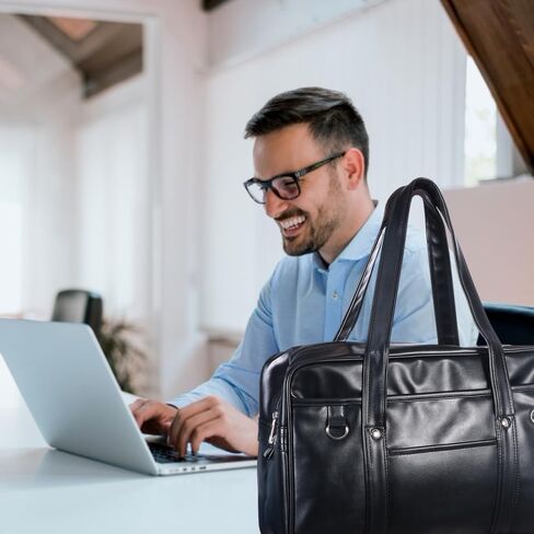حقيبة كالارون اليابانية الموحدة كبيرة من البولي يوريثان حقيبة كتف للنساء والرجال مقاومة للماء ومقصورة الكمبيوتر المحمول حقيبة رسول خفيفة الوزن ومحفظة كروس 15.74 × 10.23 × 4.72 بوصة in Kuwait