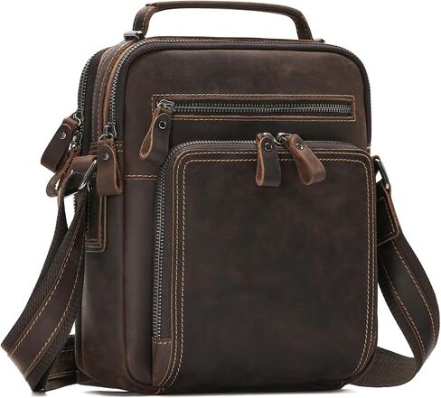 Genuine Leather Small Messenger Bag for Men，Man Purse Vintage Shoulder Crossbody Bags for Work Business Travel in Saudi Arabia