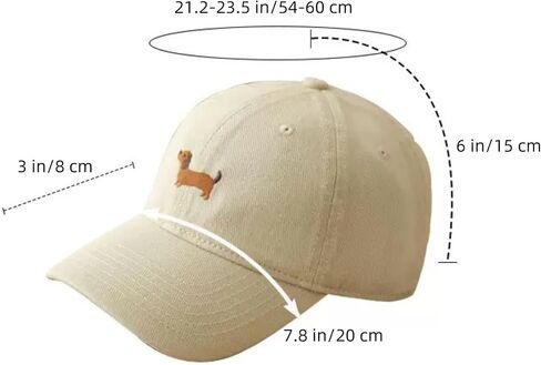 Anna-Kaci Women's Embroidered Sausage Dog Baseball Cap Adjustable Curved Brim Cotton Casual Hat in Kuwait