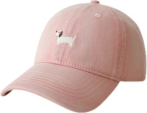 Anna-Kaci Women's Embroidered Sausage Dog Baseball Cap Adjustable Curved Brim Cotton Casual Hat in Kuwait