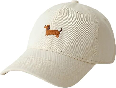 Anna-Kaci Women's Embroidered Sausage Dog Baseball Cap Adjustable Curved Brim Cotton Casual Hat in Kuwait