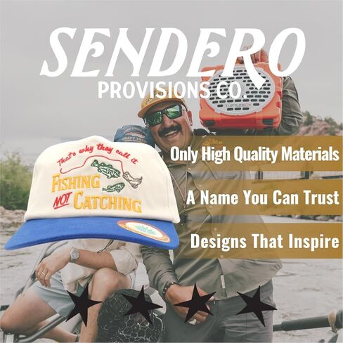 قبعة Sendero Provisions Co. Not Catching - قبعة Snapback مكونة من 5 ألواح مطرزة ولهذا السبب يسمونها صيد السمك لا يصطاد، نسيج قطني طويل، مقاس قابل للتعديل، قبعة صيد خارجية مرحة in Kuwait