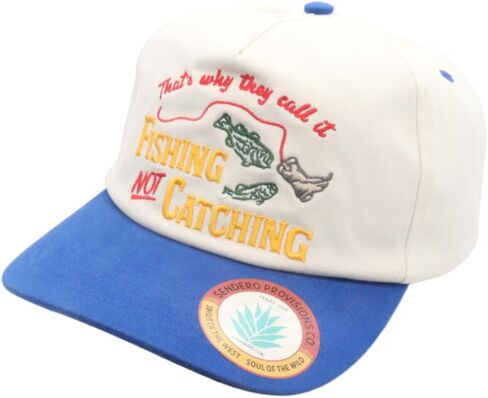 قبعة Sendero Provisions Co. Not Catching - قبعة Snapback مكونة من 5 ألواح مطرزة ولهذا السبب يسمونها صيد السمك لا يصطاد، نسيج قطني طويل، مقاس قابل للتعديل، قبعة صيد خارجية مرحة in Kuwait