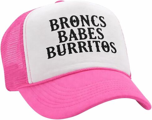 The Goozler Broncs Babes and Burritos Adjustable Unisex Mesh Trucker Hat Funny Cowboy Humor Snapback Baseball Cap Gag Gift in Kuwait