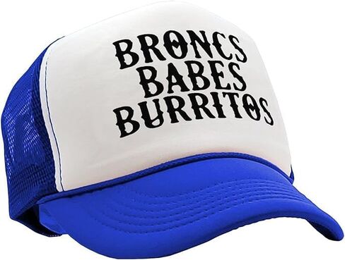 The Goozler Broncs Babes and Burritos Adjustable Unisex Mesh Trucker Hat Funny Cowboy Humor Snapback Baseball Cap Gag Gift in Kuwait
