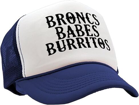 The Goozler Broncs Babes and Burritos Adjustable Unisex Mesh Trucker Hat Funny Cowboy Humor Snapback Baseball Cap Gag Gift in Kuwait