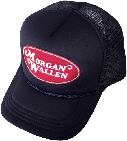 Rock Off officially licensed products Men's Morgan Wallen Oval Logo Trucker Cap Navy Blue in Kuwait