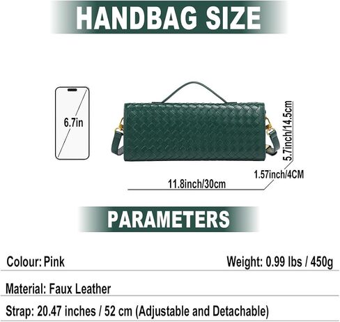 LMKIDS Woven Evening Bag Clutch Purses For Women, Woven Leather Crossbody Bag Purse For Women Shoulder Handbag Cute Satchels (Champagne) in Kuwait