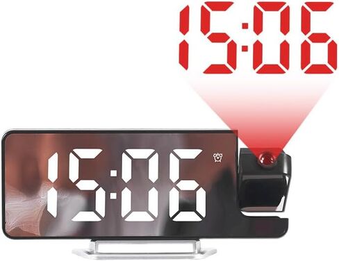 Clock with Projection on Ceiling, Smart Digital Alarm, for Bedrooms, Classroom, Office, Large LED Display, 180° Rotatable Projector, 3-Level Dimmer, Loud Dual,12/24H, Temperature Display (Green) in Kuwait
