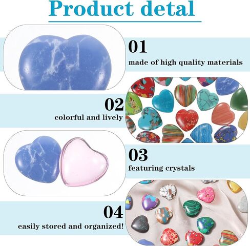 100 Pcs Heart Stones Worry Stones Heart Shape Anxiety Crystal Bulk 0.8 Inch Gemstones Assorted Natural Cute Hearts Crystals Set for Anxiety Decoration Gifts in Kuwait