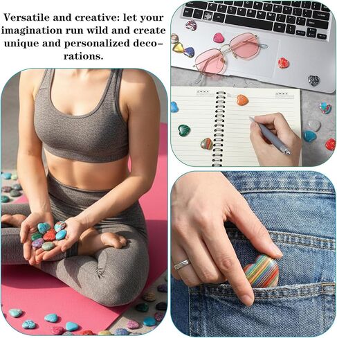 100 Pcs Heart Stones Worry Stones Heart Shape Anxiety Crystal Bulk 0.8 Inch Gemstones Assorted Natural Cute Hearts Crystals Set for Anxiety Decoration Gifts in Kuwait