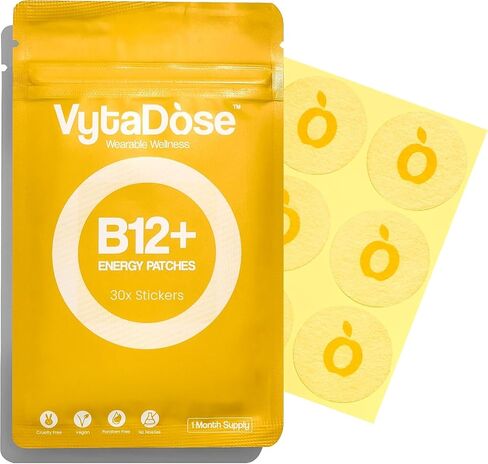 Vytadose Topical B12 Energy Patches for Mood, Energy & Cognition | Natural Caffeine Patches | Skin-Friendly, Water-Resistant | 30 Count in Saudi Arabia
