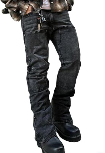 Stacked Jeans Men Slim Fit Stretch Straight Leg Denim Cargo Pants Y2k Hip Hop Streetwear Trousers in Saudi Arabia