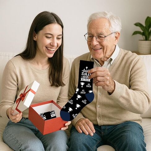Fathers Day Dad Gift for Dad Father in Law Husband, Novelty Birthday Gift for Dad, Funny Socks for Dad, Best Dad Ever Gifts from Daughter Son Wife, Retirement Gag Gift for Dad in Saudi Arabia