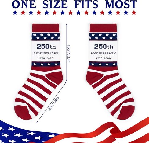 250th Anniversary American Flag Socks, Patriotic Socks Gift for Men Women Veterans 4th of July Independence Day in Saudi Arabia