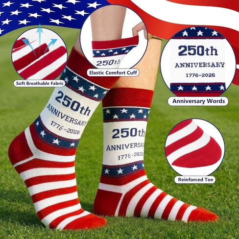 250th Anniversary American Flag Socks, Patriotic Socks Gift for Men Women Veterans 4th of July Independence Day in Saudi Arabia