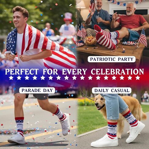 250th Anniversary American Flag Socks, Patriotic Socks Gift for Men Women Veterans 4th of July Independence Day in Saudi Arabia